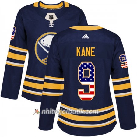Dame Ishockey Buffalo Sabres Tröja Evander Kane 9 Adidas 2017-2018 Marinblå USA Flag Fashion Authentic